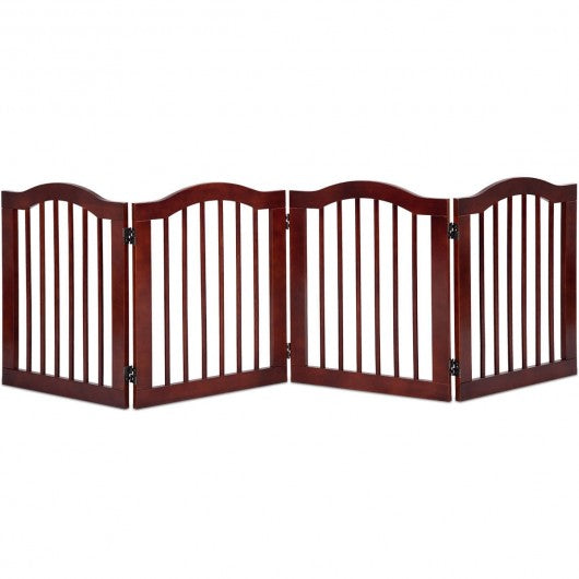 4 Panels Folding Freestanding Wood Pet Dog Safety Gate-24
