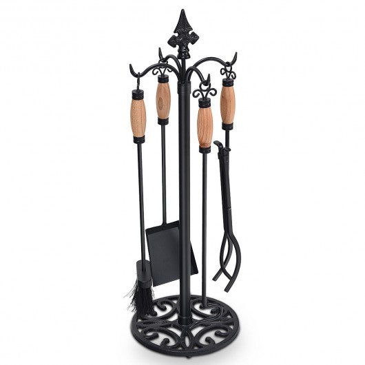 5 Pieces Fireplace Iron Tools Set