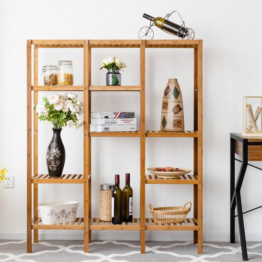 Multifunctional Bamboo Shelf Storage Organizer Rack