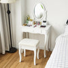 White Simple Vanity Makeup Table with Mirror + 3 Drawers