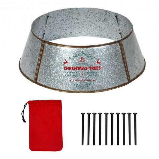 Galvanized Metal ChristmasTree Collar Skirt Ring Cover Decor