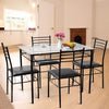 5 Pieces Dining Set Tempered Glass Top Table & 4 Upholstered Chairs