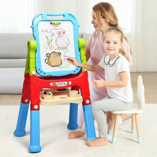Kids Flip-Over Magnetic Double Sided Art Easel-Blue