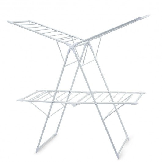 2-Level Foldable Clothes Drying Rack-White