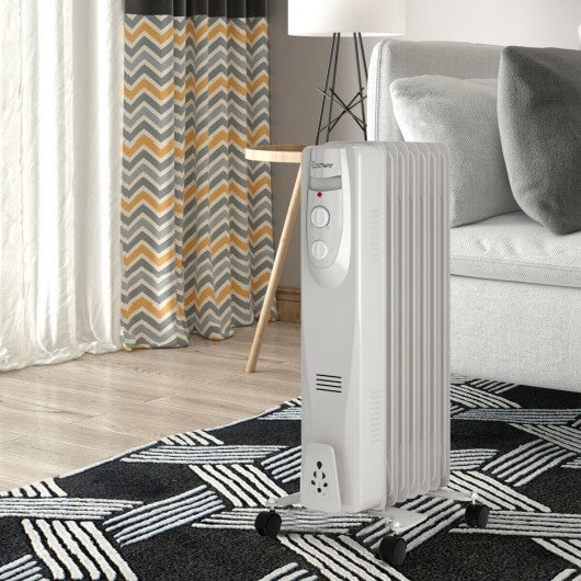 1500W 7-Fin Portable Electric Oil Filled Radiator Heater
