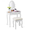 White Simple Vanity Makeup Table with Mirror + 3 Drawers