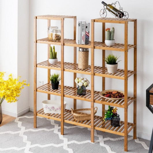 Multifunctional Bamboo Shelf Flower Plant Display Stand