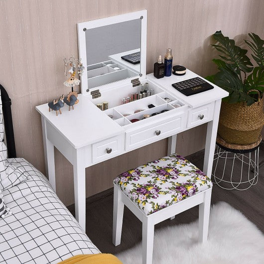 Vanity Dressing Table Set with Flip Top Mirror 3 Drawers