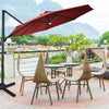 10 Ft Patio Offset Cantilever Umbrella with Solar Lights-Wine