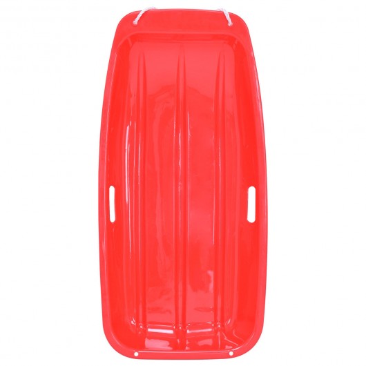 Winter 2 Handles Pull Rope Kids Snow Sled Boat Sledge-Red