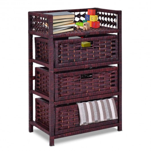 3 Drawers Wicker Baskets Storage Chest Rack