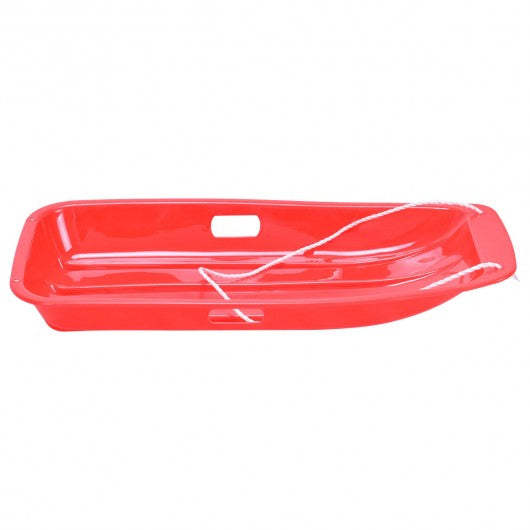 Winter 2 Handles Pull Rope Kids Snow Sled Boat Sledge-Red