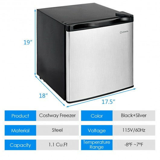 1.1 cu.ft. Compact Single Door Mini Upright Freezer