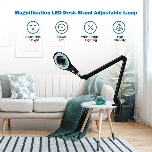 LED Magnifying Glass Desk Lamp w/ Swivel Arm