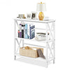 3-Tier Wooden Open Shelf Bookcase with X-Design