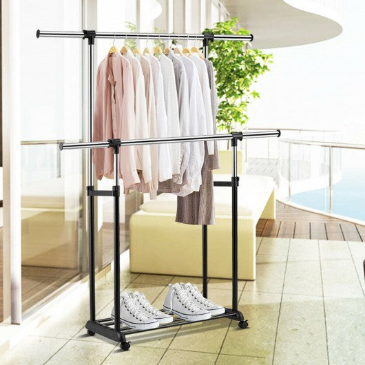 Height Adjustable Extendable Double Rail Clothes Rack