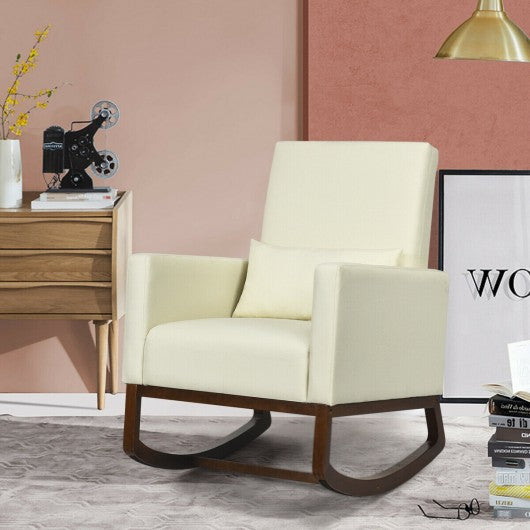 2 in 1 Fabric Upholstered Rocking Chair with Pillow