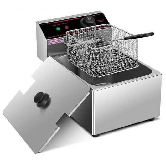 2500W Single Electric Deep Fryer with Basket Scoop Unit