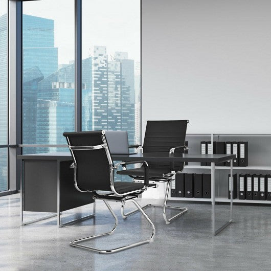Set of 2 Office Guest Chairs Waiting Room Chairs -Black