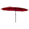 15' Twin Patio Umbrella Double-Sided Outdoor Market Umbrella without Base -Wine