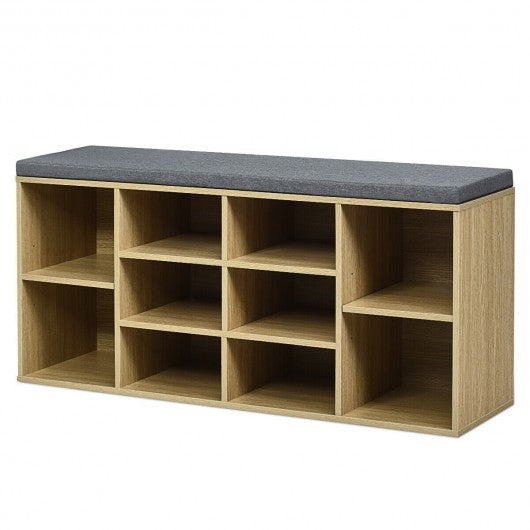 10-Cube Organizer Entryway Padded Shoe Storage Bench-Beige