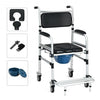 2-in-1 Aluminum Commode Shower Wheelchair with Locking Casters