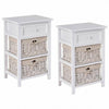 3 Tier Set of 2 Wood Nightstand with 1 & 2 Drawer