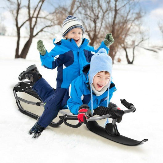 Snow Racer Sled w/ Textured Grip Handles & Mesh Seat