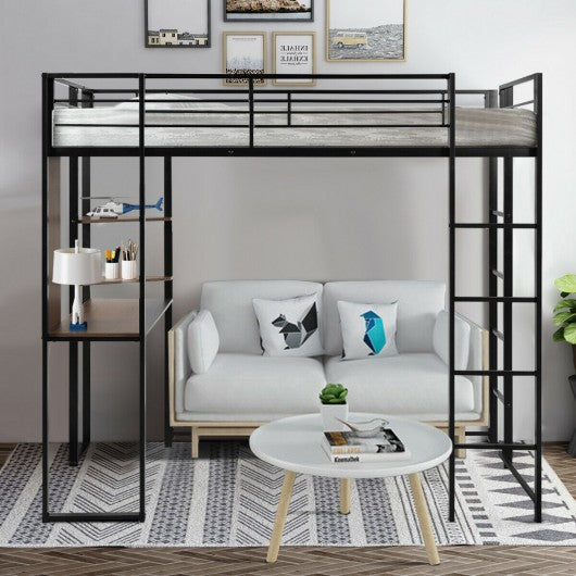 Twin Size Space-Saving Metal Loft Bunk Bed