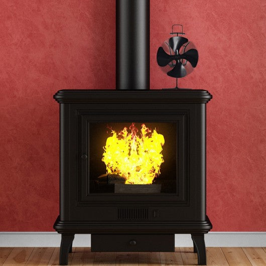 4 Blades Fireplace Stove Fan Fuel Saving Eco USB