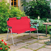 2 Person Folding Camping Bench Portable Double Chair-Red