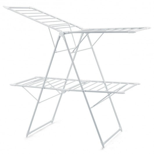 2-Level Foldable Clothes Drying Rack-White