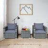3 Pcs Patio Rattan Furniture Bistro Set with Cushioned Sofa