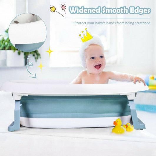 Folding Portable Baby Bathtub w/ Cushion Blue