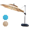 12ft 360° Rotation Aluminum Solar LED Patio Cantilever Umbrella
