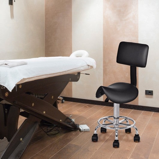 Adjustable Saddle Salon Rolling Massage Chair w/ Backrest