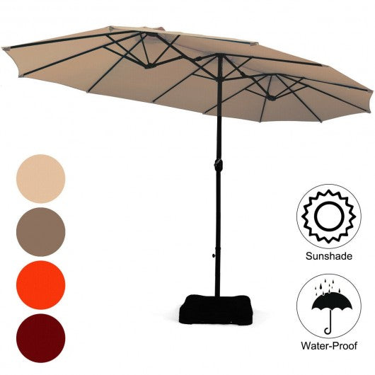 15 Ft Patio Umbrella Outdoor Umbrella with Crank and Base