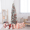 7.5 ft Preit Snow Flocked Artificial Pencil Christmas Tree with LED Lights