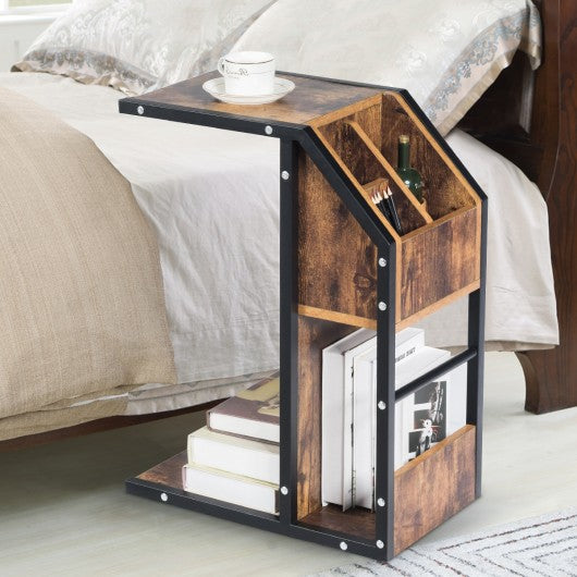 Modern C-Shape Sofa Side Snack End Table Nightstand