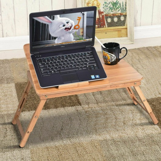 Portable Bamboo Laptop Desk Table with Drawer