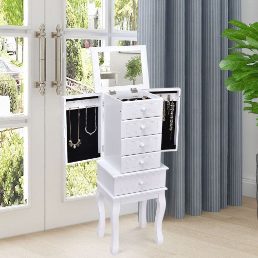 Wood Freestanding Armoire Storage Jewelry Cabinet