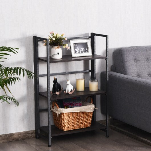 3-Tier Portable Display Folding Bookshelf Storage Shelf-Silver
