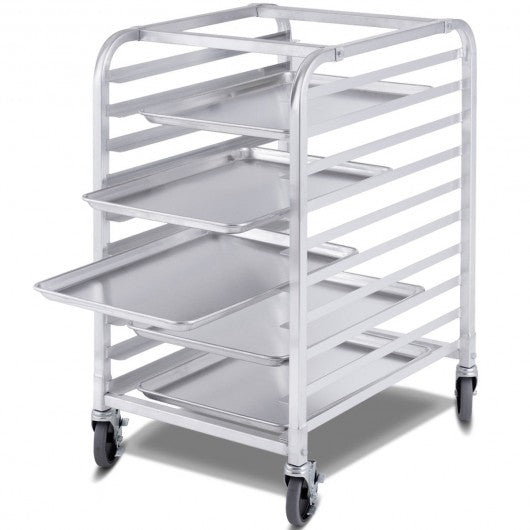 10 Sheet Aluminum Rolling Bakery Pan Rack