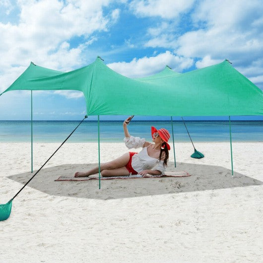 10' x 9' Family Beach Tent Canopy Sunshade w/ 4 Poles