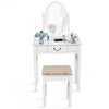 White Vanity Makeup Dressing Table with Rotating Mirror