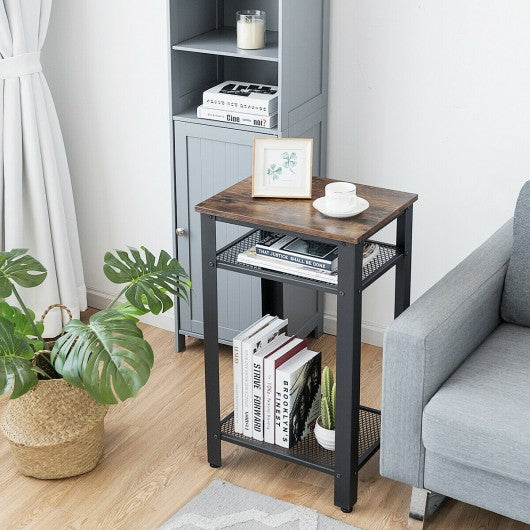 3-Tier Industrial Tall Nightstand Side End Telephone Table