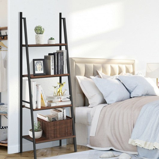 4 Tier Bookcase Metal Frame Bookshelf Storage Plant Stand