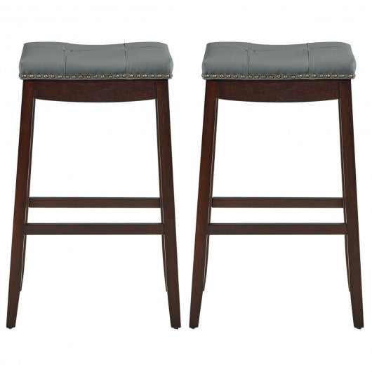 29€�Set of 2 Nailhead Saddle Bar Stools