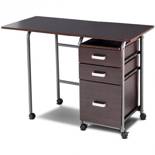 Folding Computer Laptop Desk Wheeled Home Office Furniture