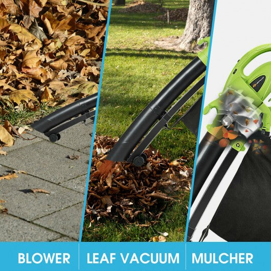 7.5 Amp 3-in-1 Electric Leaf Blower Leaf Vacuum Mulcher 170MPH